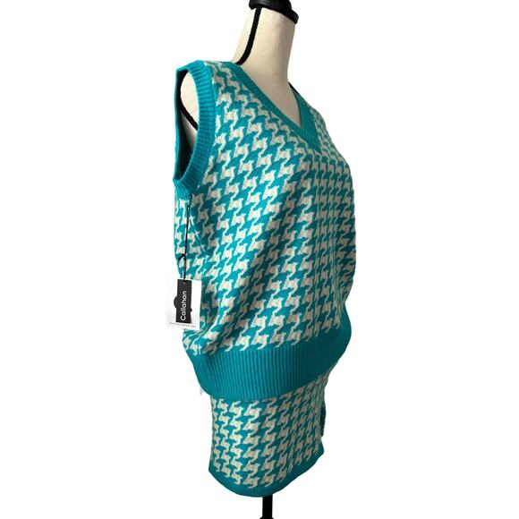 NWT Callahan Ollie Vest & Tash Skirt Matching Set Womens S Turquoise Houndstooth - Picture 4 of 9